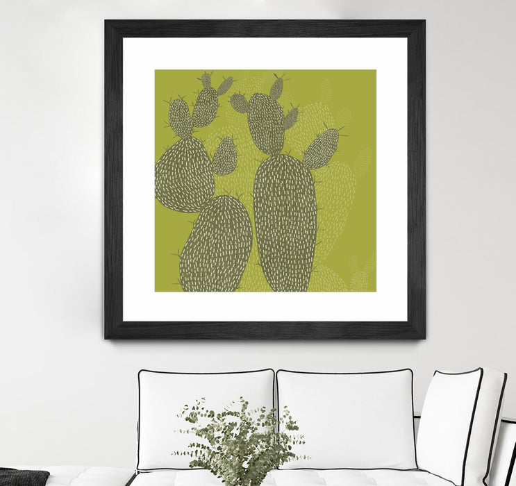 Œuvre d’art murale encadrée noire et mate « Opuntia I » 36 x 36