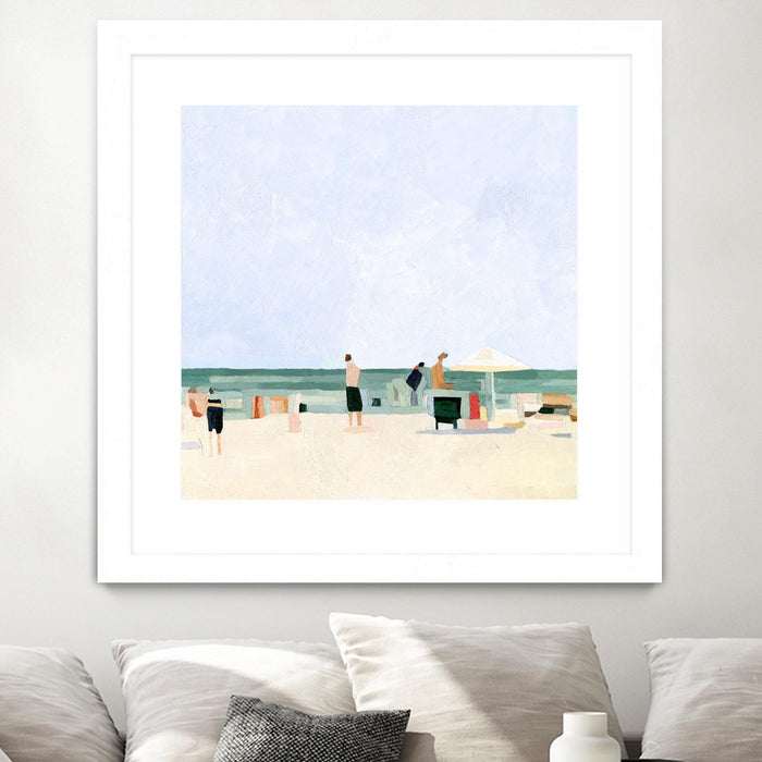 Œuvre d’art murale encadrée blanche et mate « Family Vacation I » 36 x 36