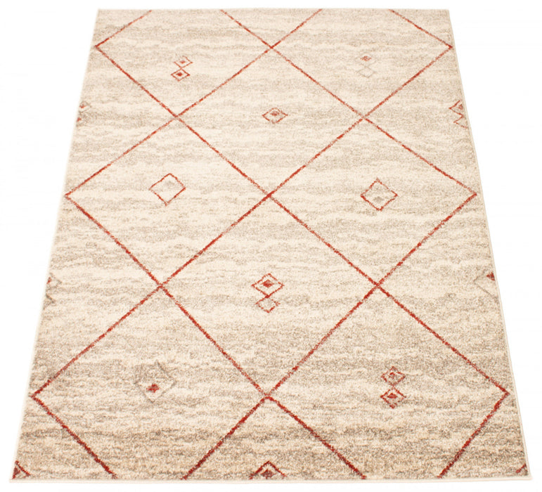 Tapis Grande Ivoire / Rouge 6pi 7 po X 9pi 6po