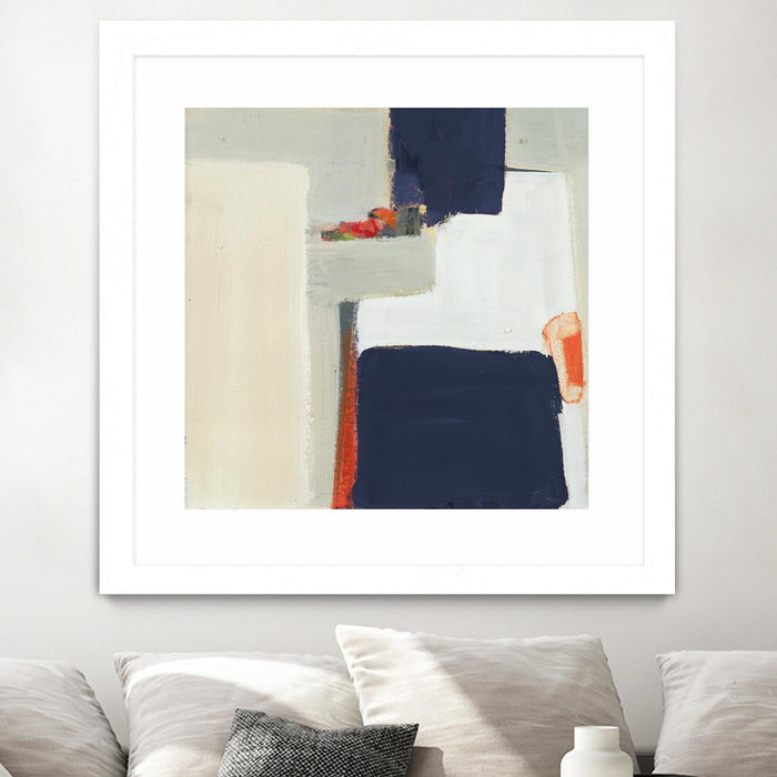 Œuvre d’art murale encadrée blanche et mate « Bay Bridge V1 » 36 x 36
