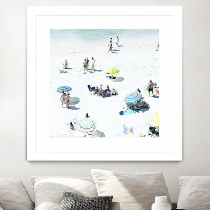 Œuvre d’art murale encadrée blanche et mate « Happy Days » 30 x 30