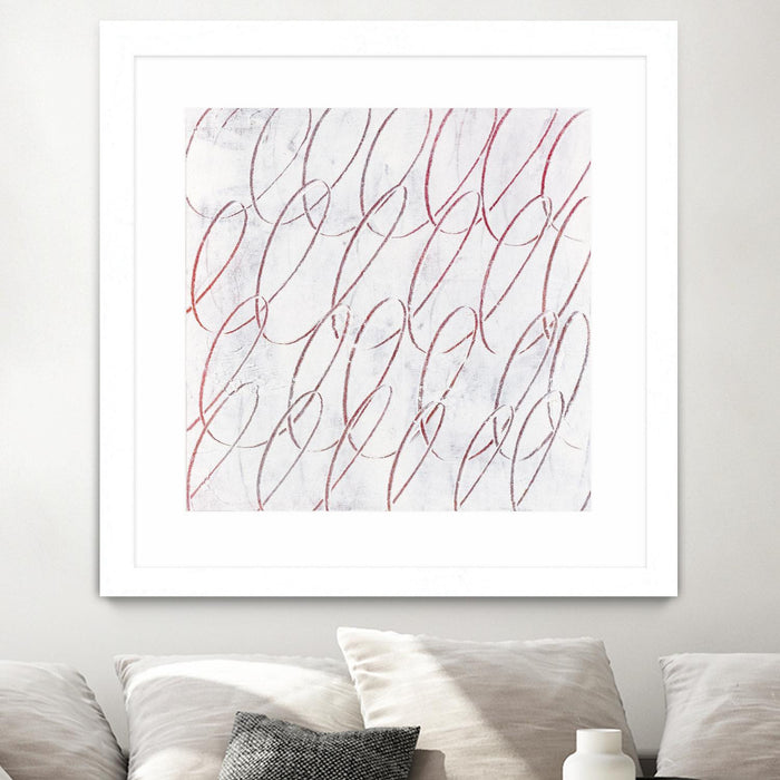 Œuvre d’art murale encadrée blanche et mate « Hula I » 36 x 36