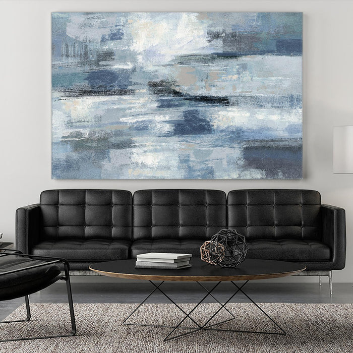 Œuvre d’art murale Giant Art « Clear Water Indigo And Gray » 84 x 54