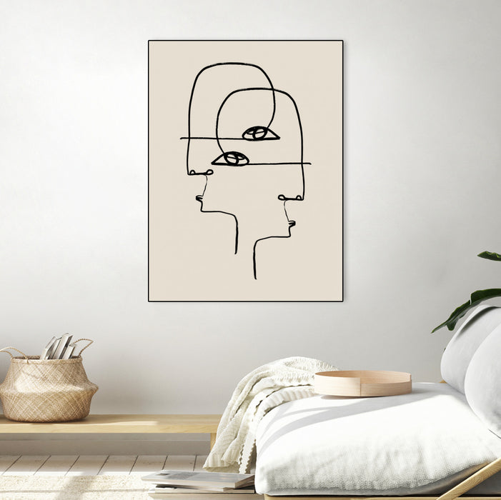 Œuvre d’art murale encadrée noire et mate « Faces » 24 x 32