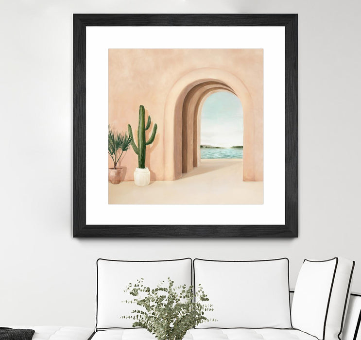 Œuvre d’art murale encadrée noire et mate « Coastal Arch » 30 x 30