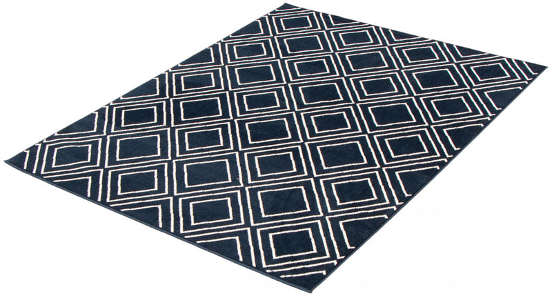 Carpette August bleu marine géodeblanc 5 pi 3 po x 7 pi 3 po