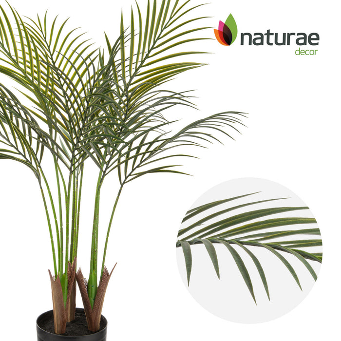 Palmier areca artificiel de 47 po pour l’intérieur et l’extérieur en pot noir