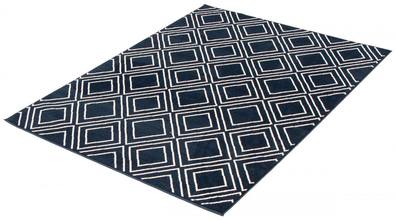 Carpette August bleu marine géodeblanc 7 pi 10 po x 10 pi 2 po