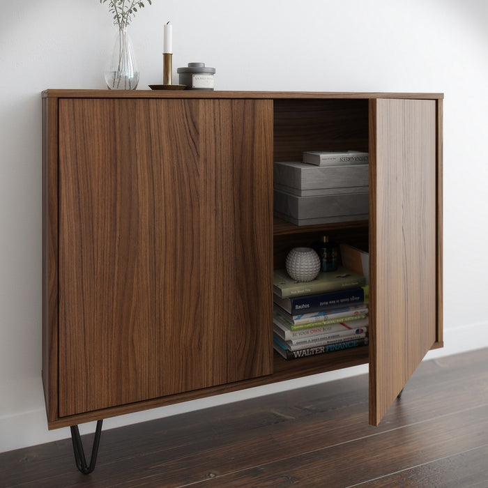 Armoire décorative mince Slim Nordika à 2 portes - noyer