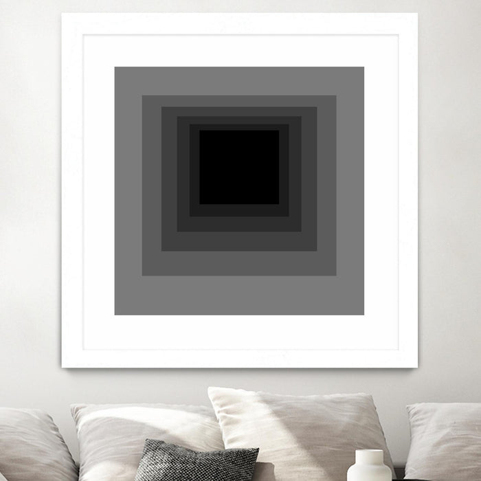 Œuvre d’art murale encadrée blanche et mate « After Josef A » 36 x 36