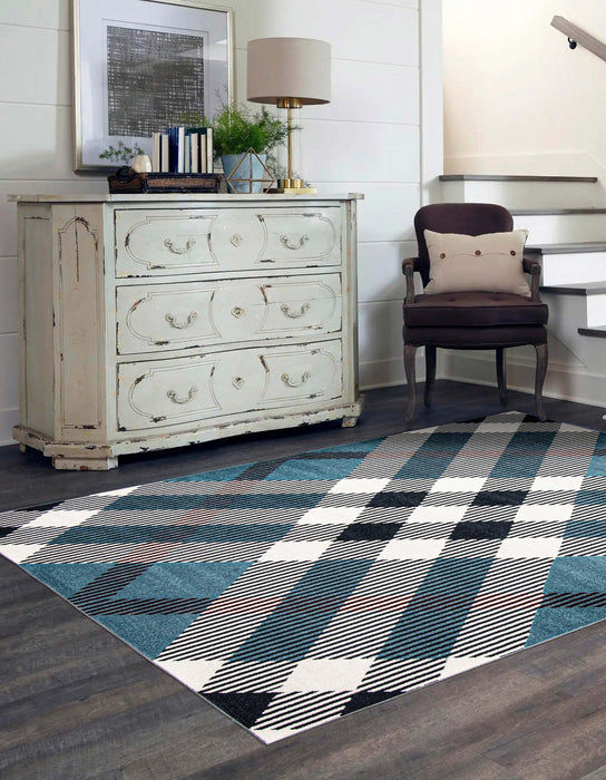 Carpette Kors bleue lavable à la machine - 8 pi 0 po x 10 pi 0 po