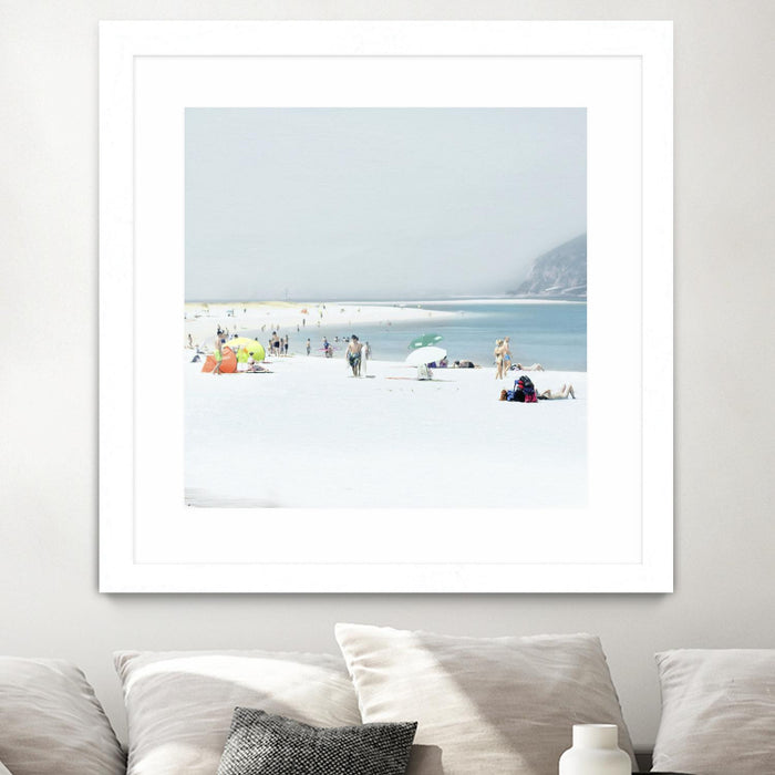 Œuvre d’art murale encadrée blanche et mate « Troia » 30 x 30
