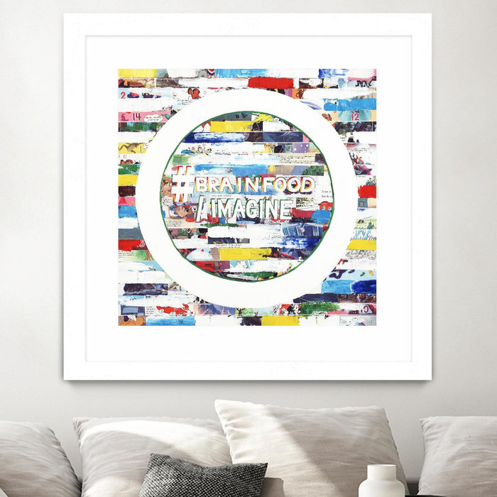 Œuvre d’art murale encadrée blanche et mate « Smoke Circus Iv » 30 x 30