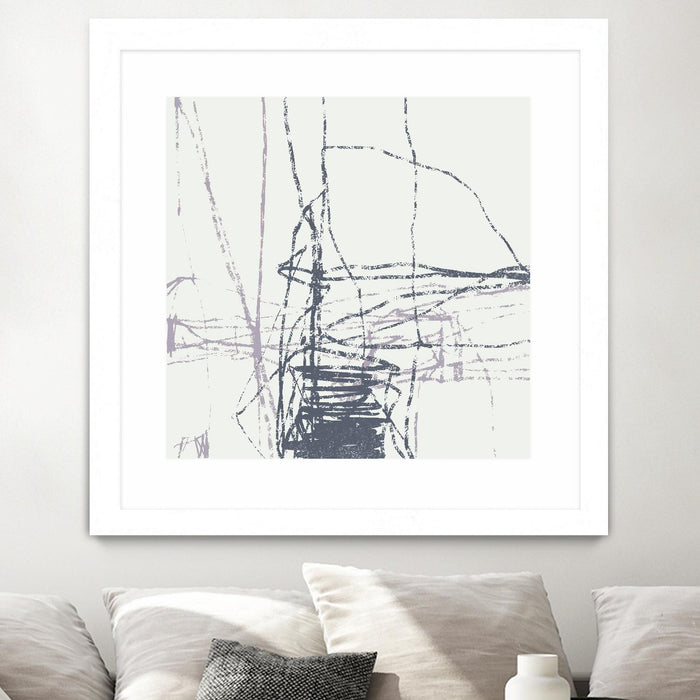 Œuvre d’art murale encadrée blanche et mate « Chalk Doodles G » 36 x 36
