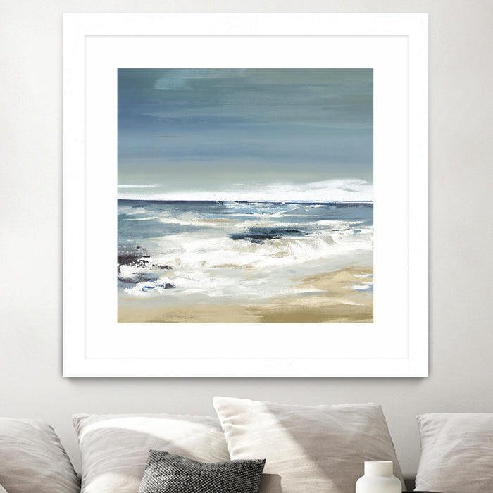 Œuvre d’art murale encadrée blanche et mate « East Coast Ii » 30 x 30