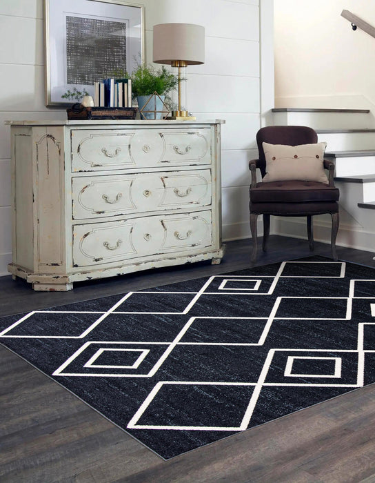 Carpette Kenza bleue lavable à la machine - 6 pi 0 po x 9 pi 0 po