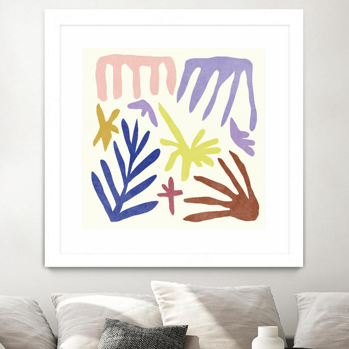 Œuvre d’art murale encadrée blanche et mate « Coral Construction Ii » 36 x 36