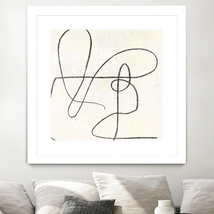 Œuvre d’art murale encadrée blanche et mate « Juxtaposing » 36 x 36