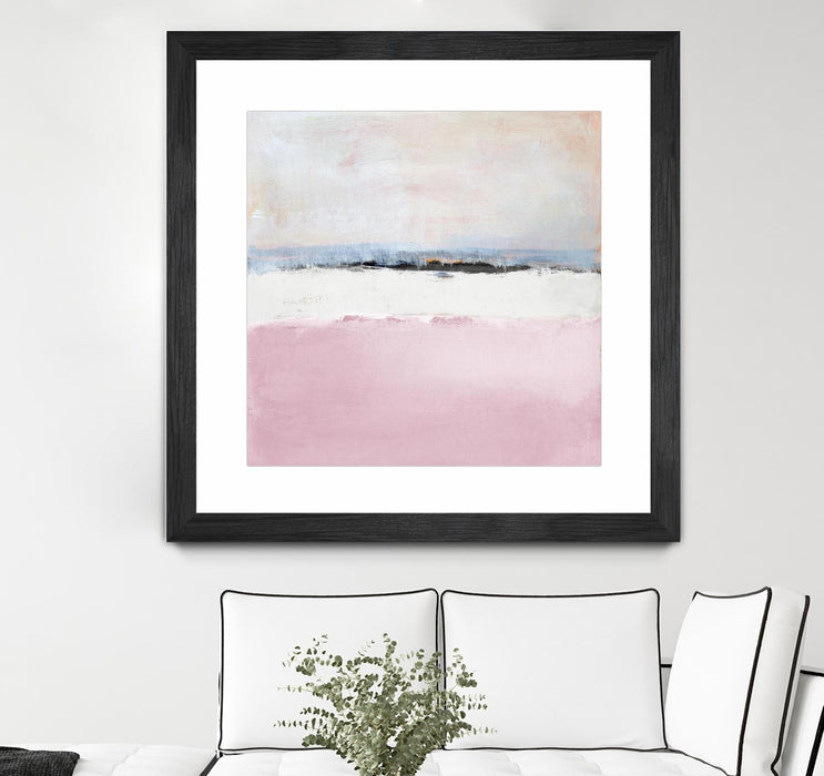 Œuvre d’art murale encadrée noire et mate « Pink Sea Abstract » 36 x 36