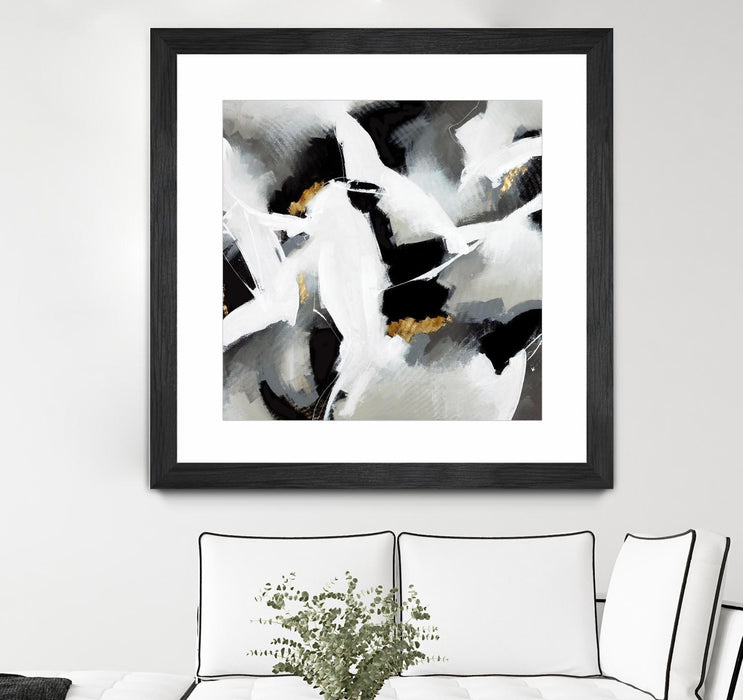 Œuvre d’art murale encadrée noire et mate « Driven To Dig In » 30 x 30