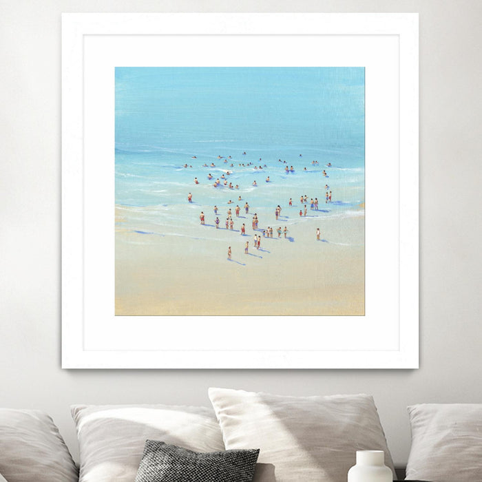 Œuvre d’art murale encadrée blanche et mate « Beach Day Ii » 36 x 36