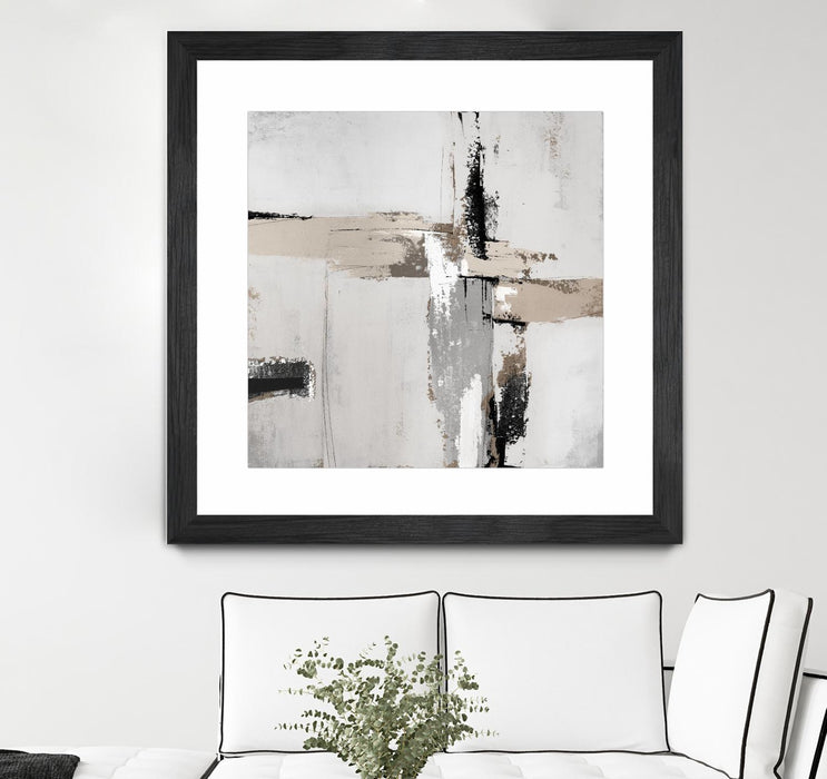 Œuvre d’art murale encadrée noire et mate « Off Edge Ii » 30 x 30