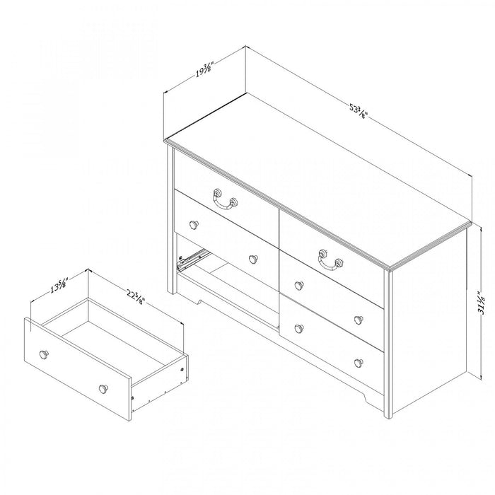 Aviron Bureau 6 Tiroirs - Pin bord de mer