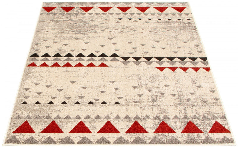 Carpette Raja ivoire-rouge - 3 pi 11 pox 5 pi 7 po