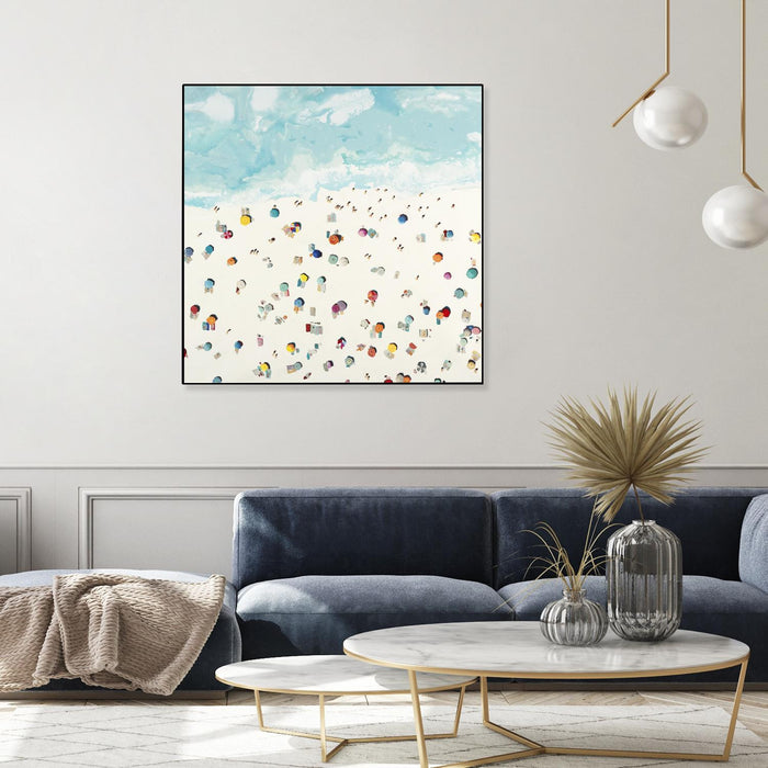 Œuvre d'art murale sur toile encadrée noire « Beach Days » 20 x 20