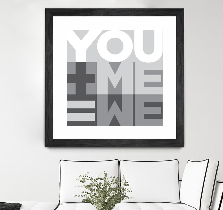 Œuvre d’art murale encadrée noire et mate « You Me We I » 36 x 36