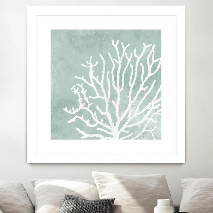 Œuvre d’art murale encadrée blanche et mate « Sea Crown Ii » 36 x 36