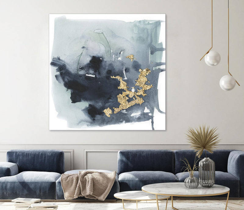 Œuvre d’art murale Giant Art « Cerulean & Gold I » 54 x 54