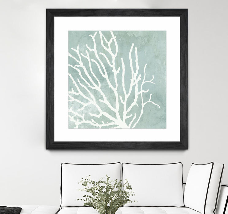 Œuvre d’art murale encadrée noire et mate « Sea Crown I » 36 x 36