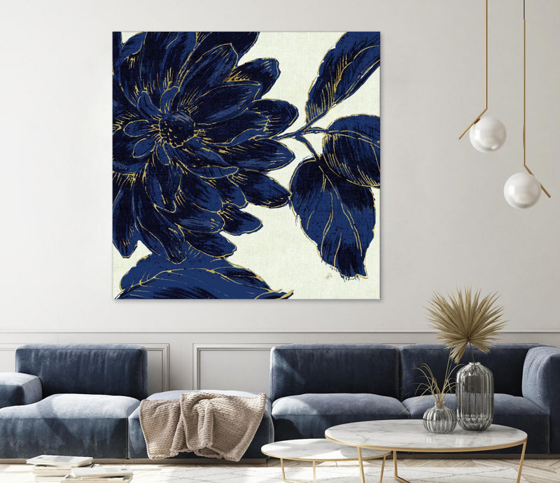 Œuvre d’art murale Giant Art « Indigo Garden I » 54 x 54