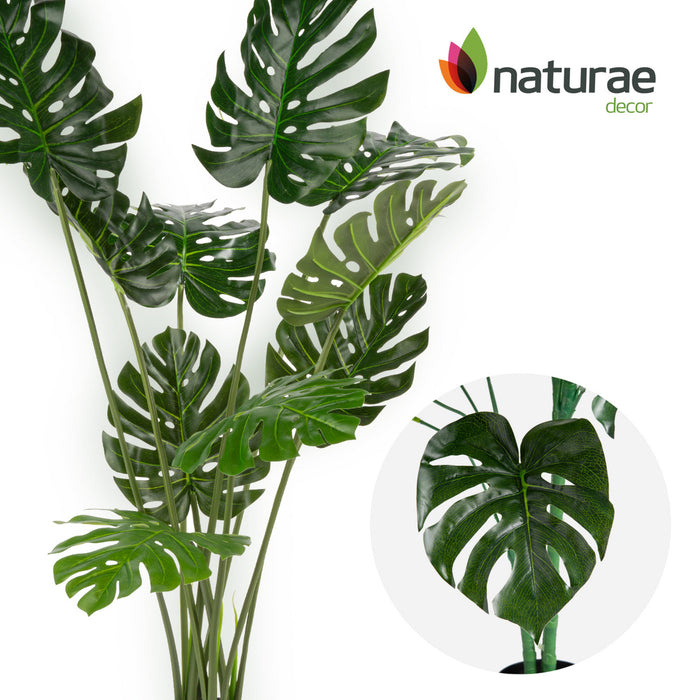 Monstera artificiel de 59 po pour l’intérieur et l’extérieur en pot noir