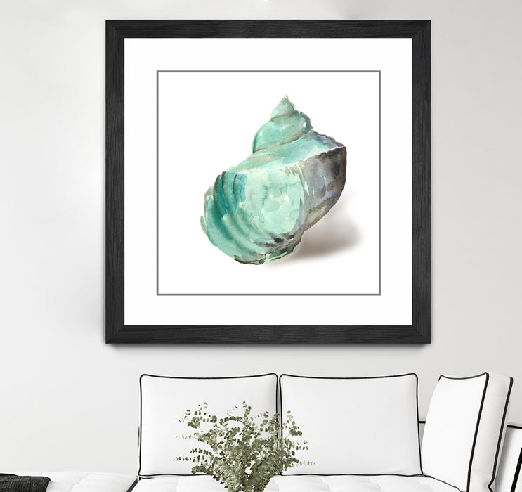 Œuvre d’art murale encadrée noire et mate « Shell In Mint » 36 x 36