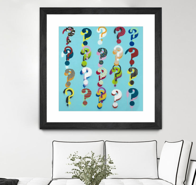 Œuvre d’art murale encadrée noire et mate « Pop The Question » 36 x 36