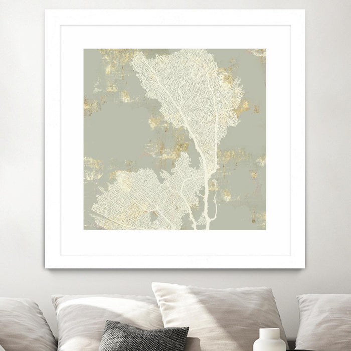 Œuvre d’art murale encadrée blanche et mate « Sea Coral Ii » 30 x 30