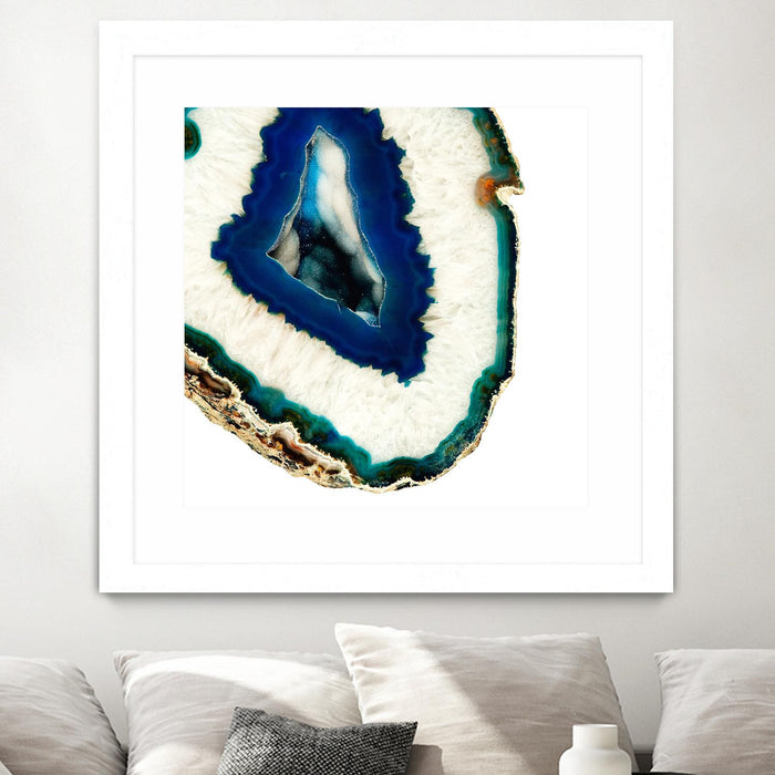 Œuvre d’art murale encadrée blanche et mate « Mediterranean Agate A » 36 x 36