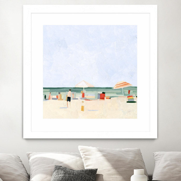 Œuvre d’art murale encadrée blanche et mate « Family Vacation Ii » 30 x 30