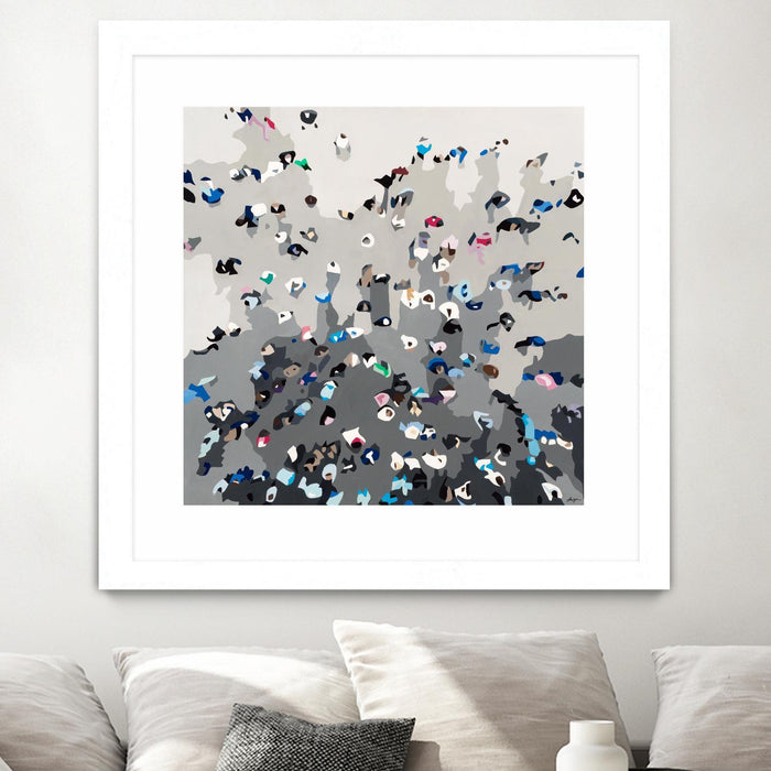 Œuvre d’art murale encadrée blanche et mate « Crowd Sourcing » 30 x 30