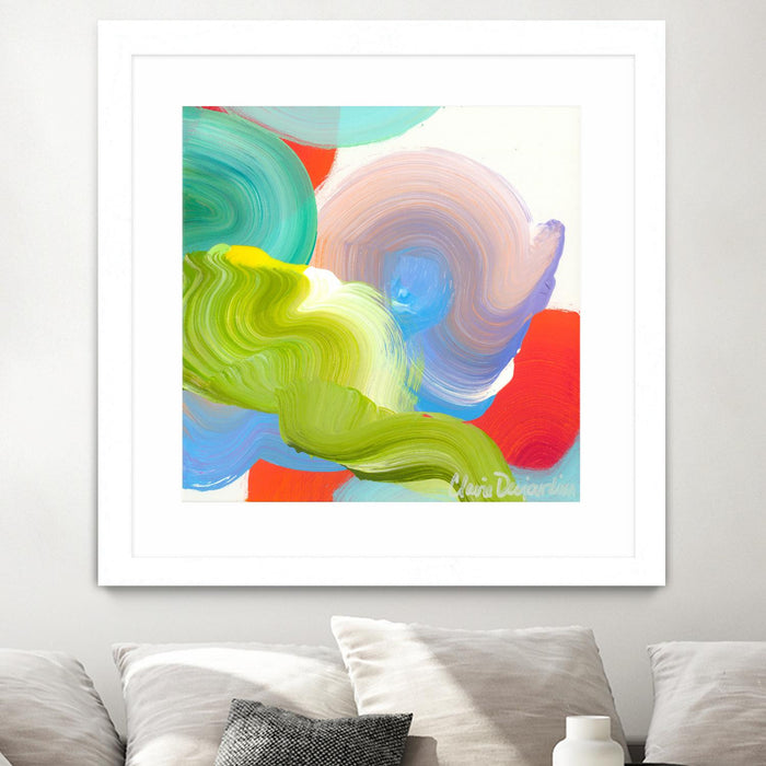 Œuvre d’art murale encadrée blanche et mate « Vav 05 » 36 x 36