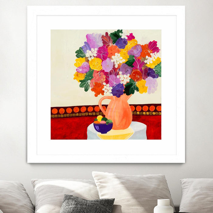 Œuvre d’art murale encadrée blanche et mate « Taking In The Love » 36 x 36