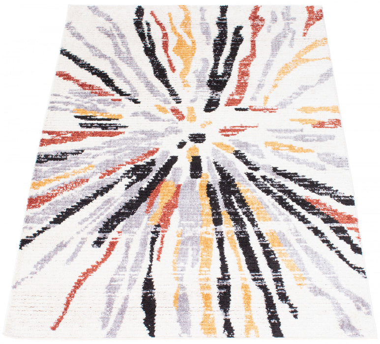Carpette Paloma Sunburst noireblanche - 5 pi 3 po x 7 pi 3 po