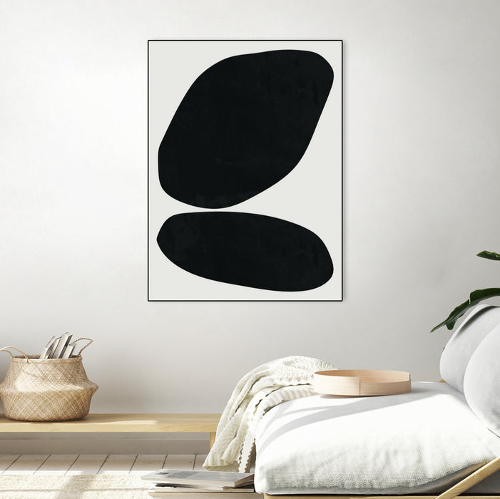 Œuvre d'art murale sur toile encadrée noire « Black Abstract Ii » 24 x 32