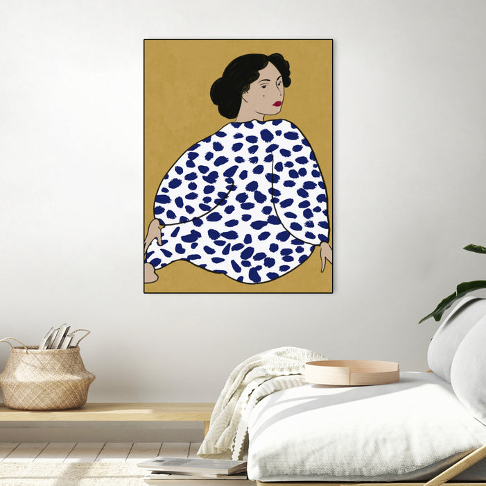 Œuvre d’art murale sur toile encadrée noire « Happy Girl » 30 x 40