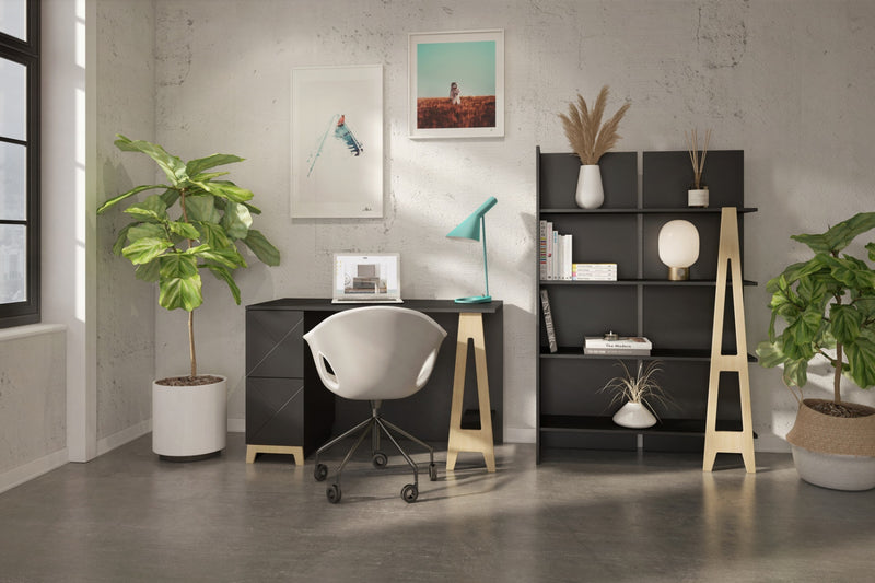 Bureau Atypik Nordika à 2 tiroirs - noir