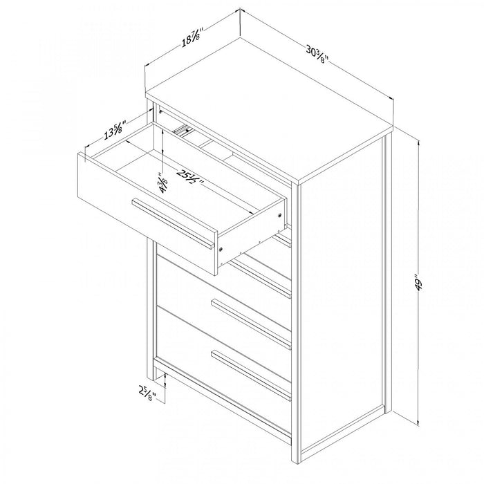 Tao Commode 5 Tiroirs - Chêne gris