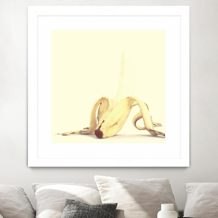 Œuvre d’art murale encadrée blanche et mate « Banada Honey Puff » 36 x 36