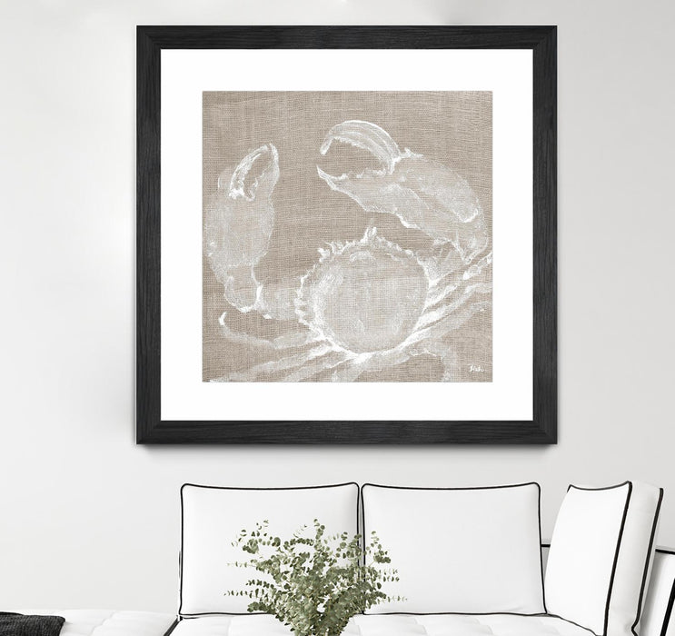 Œuvre d’art murale encadrée noire et mate « Neutral Surf Side I » 36 x 36